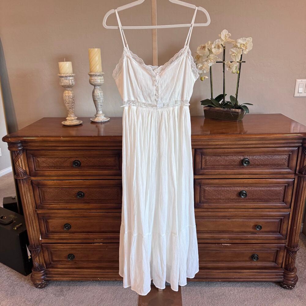 All In Favor Lace Detail Midi Dress Off White Size M NWT - Picture 4 of 9
